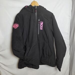 FXR Women's Black And Pink Snowmobile Jacket Hooded Insulated XL